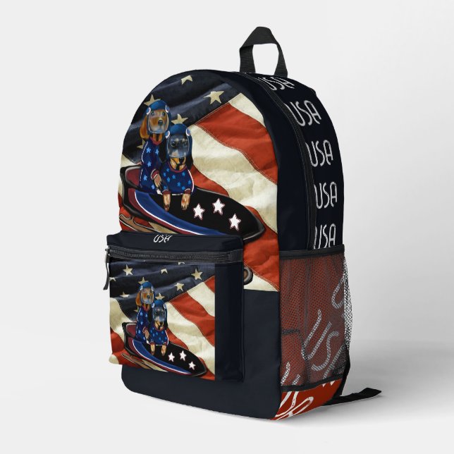DACHSHUND  PRINTED BACKPACK (Back Corner Right)