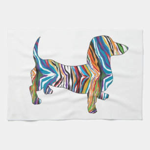 Dachshund - Psychedelic Zbra Doxie Kitchen Towel