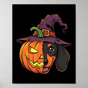 Dachshund Pumpkin Jack O Lantern Halloween Kids Me Poster