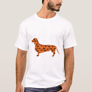 Dachshund Pumpkin Witch Bat Funny Spooky Halloween T-Shirt