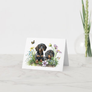 Dachshund Puppies Blank Greeting Card