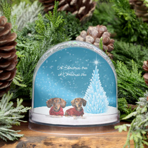 Dachshund Puppies Christmas Snowglobe