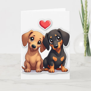 Dachshund Puppies Love Card