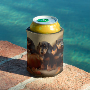 Dachshund Puppy Autumn Delight Pumpkin Can Cooler