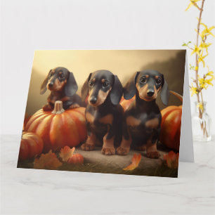 Dachshund Puppy Autumn Delight Pumpkin Card