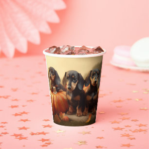 Dachshund Puppy Autumn Delight Pumpkin Paper Cups