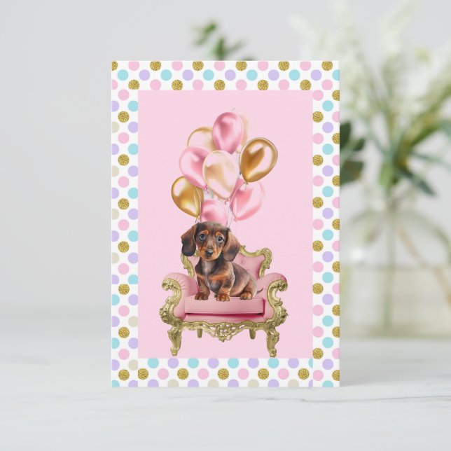Dachshund Puppy Birthday Party Invitation (Standing Front)