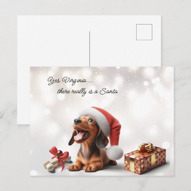 Dachshund Puppy Christmas Surprise Postcard (Front/Back)