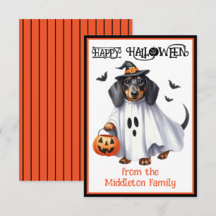 Dachshund Puppy Dog Happy Halloween Card