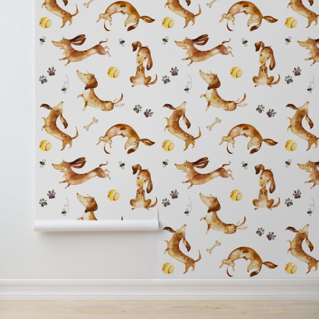 Dachshund Puppy Dog Paw Prints Bumble Bee Ball  Wallpaper (Application)