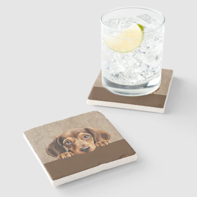 Dachshund Puppy Dog Pet  Stone Coaster (Side)