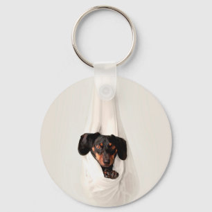 Dachshund Puppy in Hammock Cute Adorable Dog Keychain