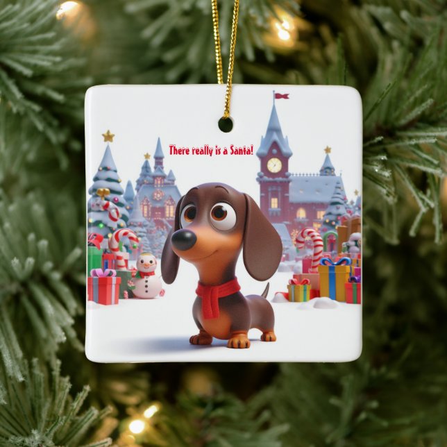 Dachshund Puppy Personalized Ceramic Tree Ornament (Tree)