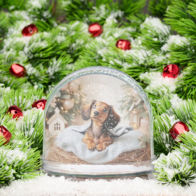 Dachshund Puppy Personalized Snow Globe (Christmas)