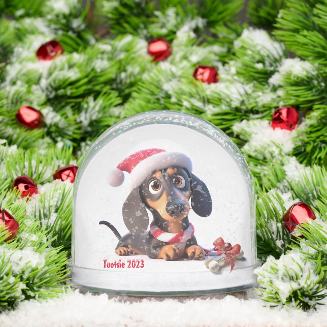 Dachshund Puppy Personalized Snow Globe (Christmas)