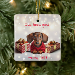 Dachshund Puppy Personalized Tree Ornament
