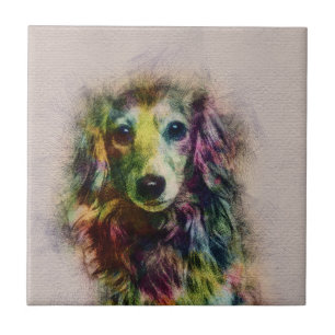 Dachshund Puppy Sketch Paint Tile