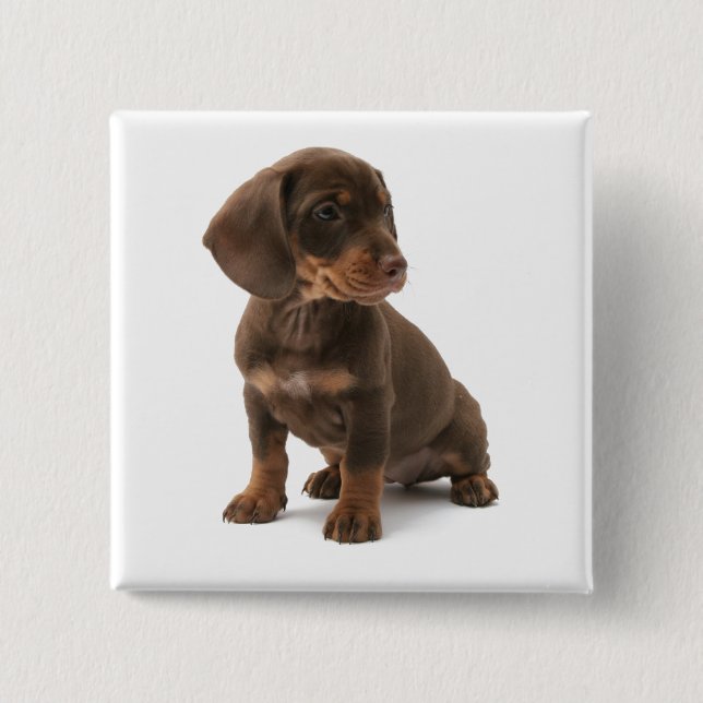Dachshund Puppy Square Pin (Front)