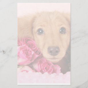 Dachshund Puppy Surrounded by Roses Stationery
