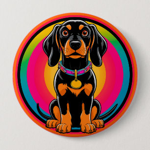 Dachshund Puppy Surrounded by Vibrant Rainbow 4 Inch Round Button