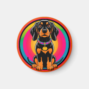 Dachshund Puppy Surrounded by Vibrant Rainbow Magnet
