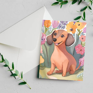 Dachshund Puppy   Watercolor Dog Pet Card