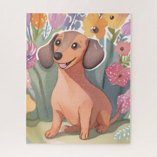 Dachshund Puppy   Watercolor Dog Pet Jigsaw Puzzle