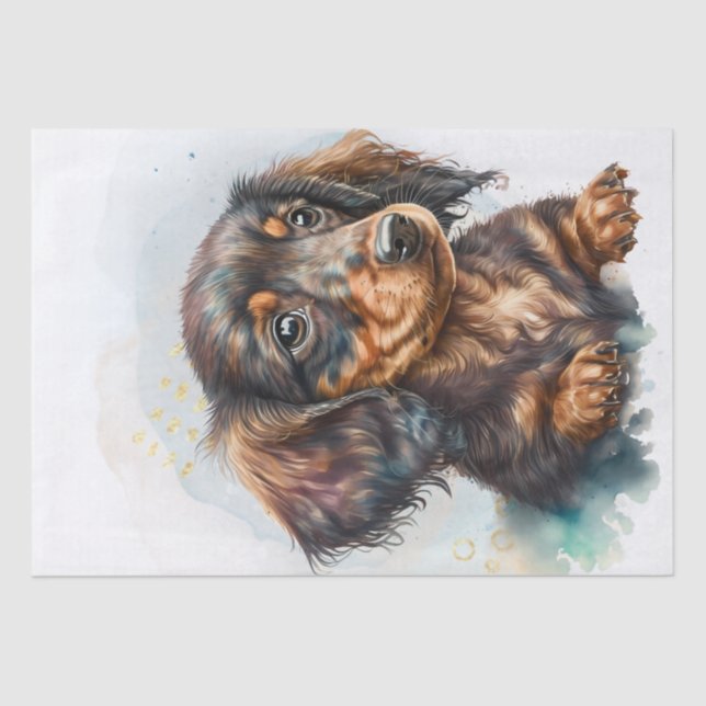 Dachshund Puppy Watercolor Tissue Paper (Front)