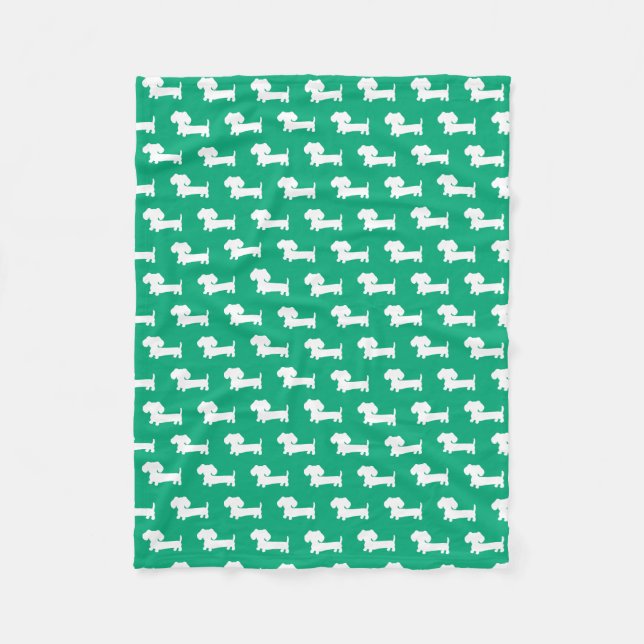 Dachshund Puppy Wiener Dog Blanket Green (Front)