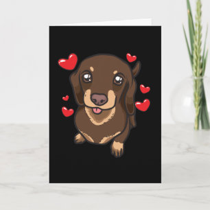 Dachshund Puppy with hearts Card