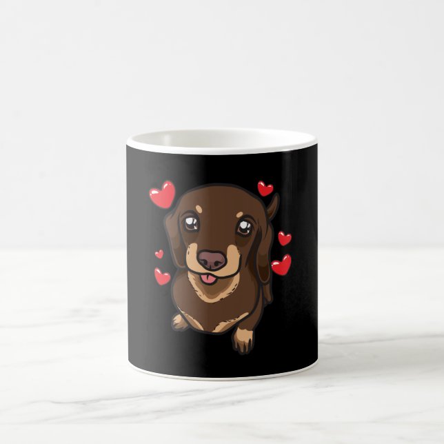 Dachshund Puppy with hearts Coffee Mug (Center)