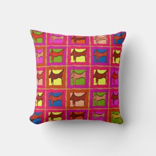 Dachshund Quilt Tiled Dogs Throw Pillow