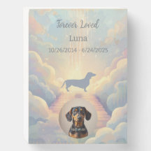 Dachshund Rainbow Bridge Memorial Wood Sign