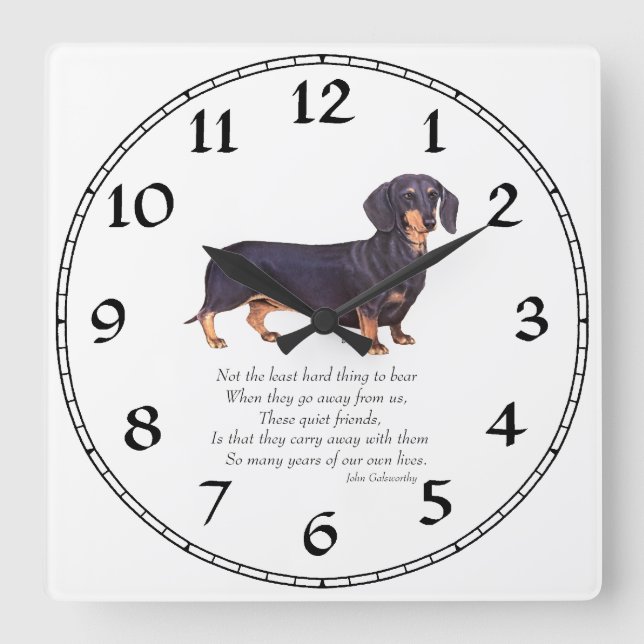 Dachshund Rainbow Bridge Square Wall Clock (Front)