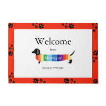 Dachshund Rainbow Monogram Welcome Typography Dog