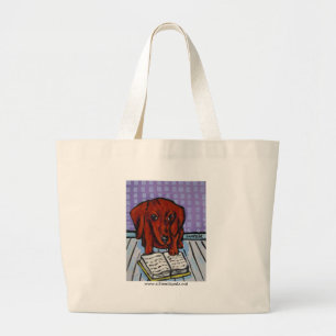 Dachshund Reading a Book Large Tote Bag