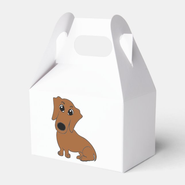 dachshund red cartoon favor box (Front Side)