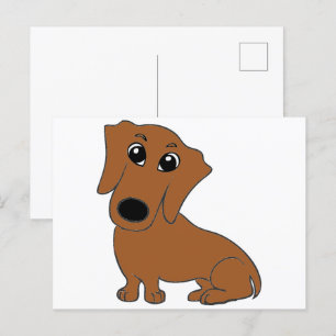 dachshund red cartoon postcard