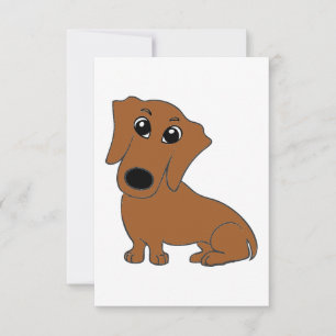 dachshund red cartoon thank you card