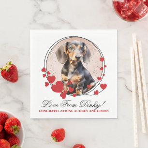 Dachshund Red Heart Wreath with Dogs Photo Napkin