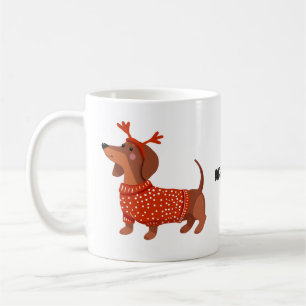 Dachshund red jumper sausage dog lover coffee mug