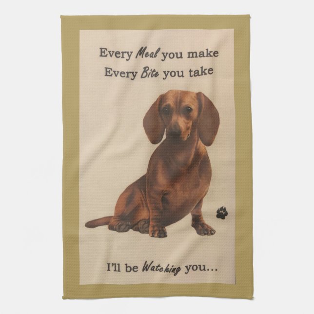 Dachshund Regarder Serviette De Cuisine (Vertical)