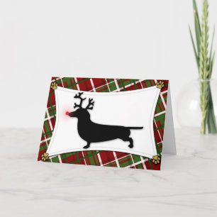Dachshund Reindeer Christmas Card
