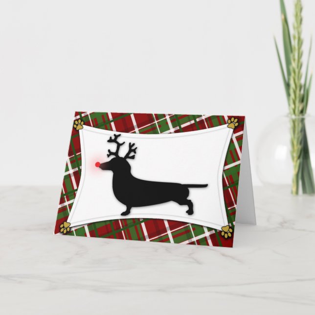 Dachshund Reindeer Christmas Card (Front)