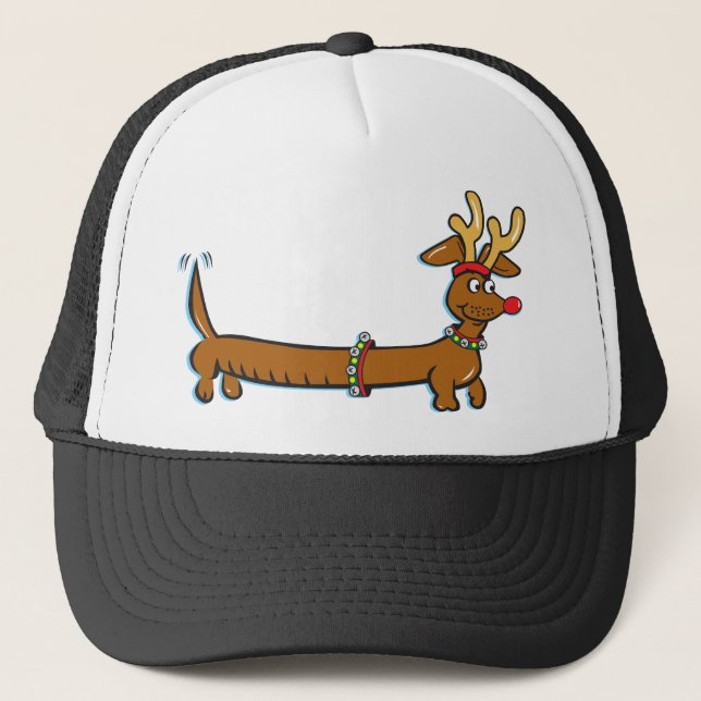 Dachshund Reindeer Trucker Hat (Front)