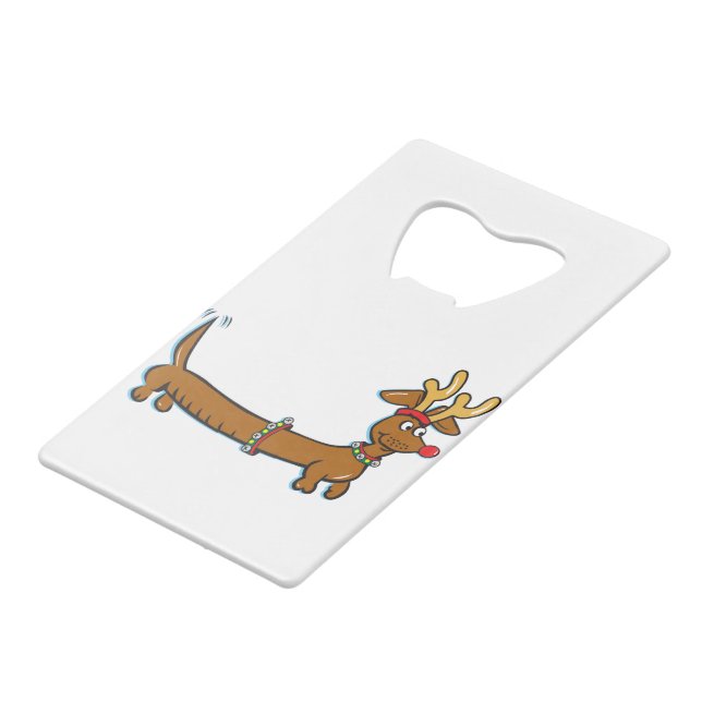 Dachshund Reindeer Wallet Bottle Opener (Front Angled)