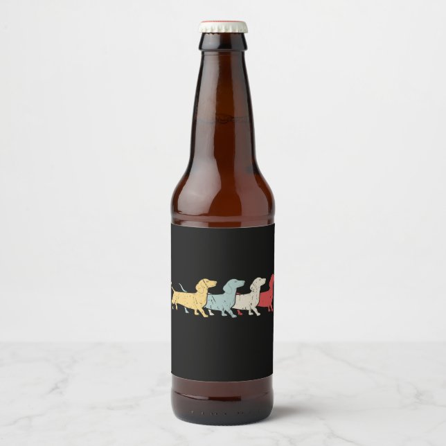 Dachshund Retro Vintage  Beer Bottle Label (Front)