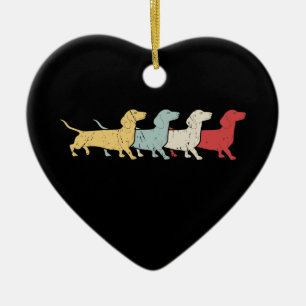 Dachshund Retro Vintage Ceramic Ornament