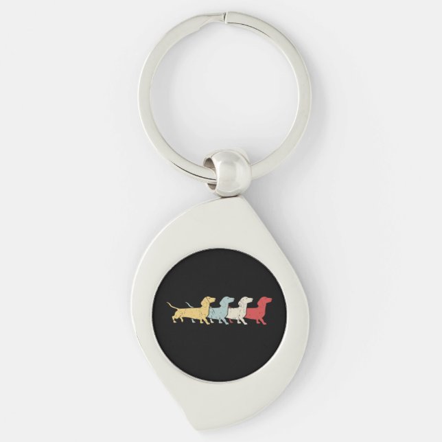 Dachshund Retro Vintage Keychain (Front)
