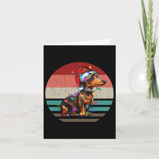 Dachshund Retro Vintage Merry Christmas Xmas Weine Card (Front)